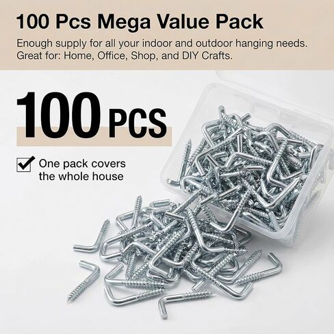 100 Pcs L Hooks Small Screw in Hook Right-Angle L Shaped Screw Hooks Spiral Bolts Key Jewelry Hanger Screws for Home Office Workplace Hanging in Saudi Arabia
