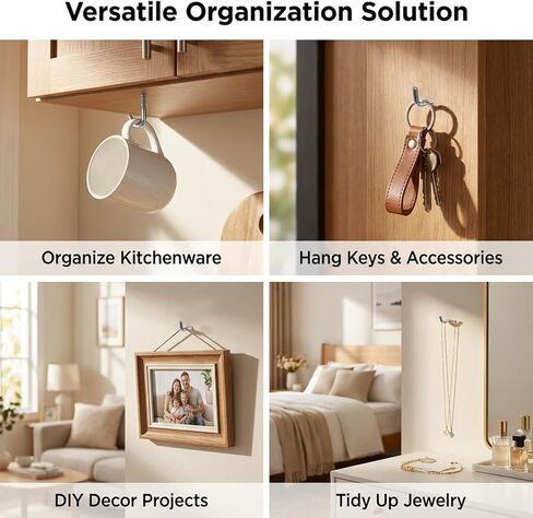 100 Pcs L Hooks Small Screw in Hook Right-Angle L Shaped Screw Hooks Spiral Bolts Key Jewelry Hanger Screws for Home Office Workplace Hanging in Saudi Arabia