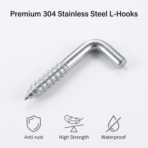 100 Pcs L Hooks Small Screw in Hook Right-Angle L Shaped Screw Hooks Spiral Bolts Key Jewelry Hanger Screws for Home Office Workplace Hanging in Saudi Arabia