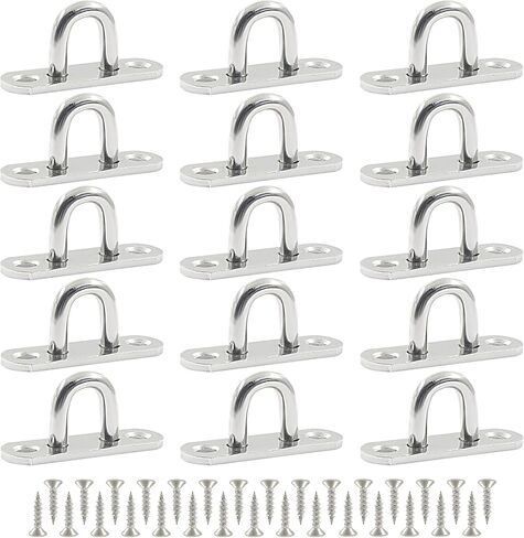 Waziaqoc 10-Pack 304 Stainless Steel Pad Eye Plate Hooks, Pad Hanger Rings (1.75 x 0.57 Inch) with Screw for Secure Wall & Ceiling Mount, Marine Rigging, Plant, Hammock, Swing in Saudi Arabia