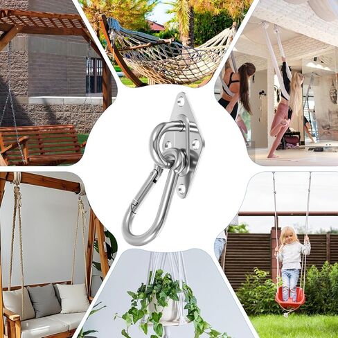 2 Pack M10 Stainless Steel Heavy Duty Hammock Hanging Kit 1300lbs Capacity Pad Eye Hooks Snap Hooks for Swing Plant Hanger Indoor Outdoor Use Outdoor Lights in Saudi Arabia