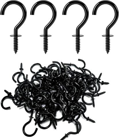 ALLWIN 1 Inch Small Screw Hooks, 120 Pcs Rust-Resistant Coated Steel Mini Twist-in Hooks for Hanging Plants, Lights, Ornaments, Jewelry – Indoor & Outdoor Use in Saudi Arabia