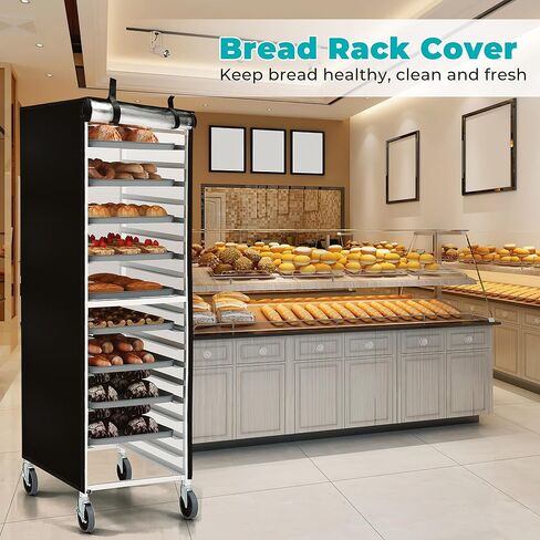 Pan Rack Cover, 61 x 28 x 23 Inch Bread Rack Cover 20 Tier Sheet Waterproof Bakery Holder Cover Dustproof with Zipper, Breathable Mesh Vent in Saudi Arabia