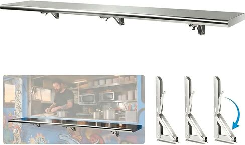 Sidasu Concession Shelf 50" L x 12''W Folding Shelf Stainless Steel Food Shelf Stand Serving for Concession Serving Window Food Truck, Kitchen, Counter in Kuwait
