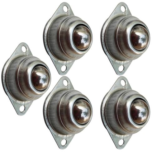 5pcs Universal Steel Ball Casters Silver Round Robot Steering Wheels for Material Handling, Swivel Ball Transfer Units Suitable for Conveyor Equipment and Furniture in Saudi Arabia