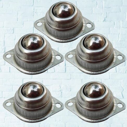 5pcs Universal Steel Ball Casters Silver Round Robot Steering Wheels for Material Handling, Swivel Ball Transfer Units Suitable for Conveyor Equipment and Furniture in Saudi Arabia