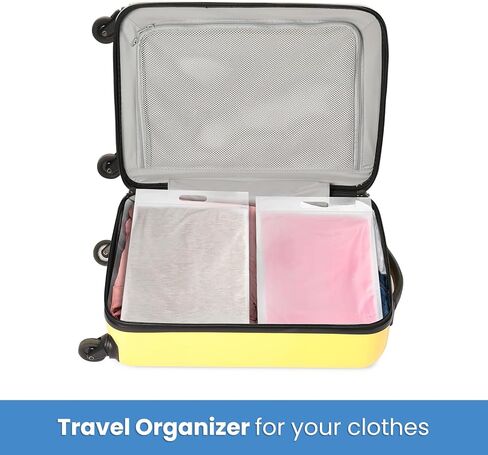 Elsjoy 100 Pack 11 x 14 Inch Frosted T Shirt Bags with Handle and Zipper, Resealable Clear Shirt Packaging Bags for Clothes, Small Business in Saudi Arabia