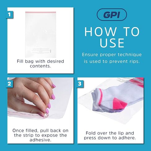 100 Count - 16" x 19" Extra-Large Self Seal Poly Bags with Suffocation Warning, 1.5 Mil, Clear Polybags with Resealable Adhesive Strip for Shipping & Packaging Clothing, T Shirts & Sweaters. GPI in Kuwait