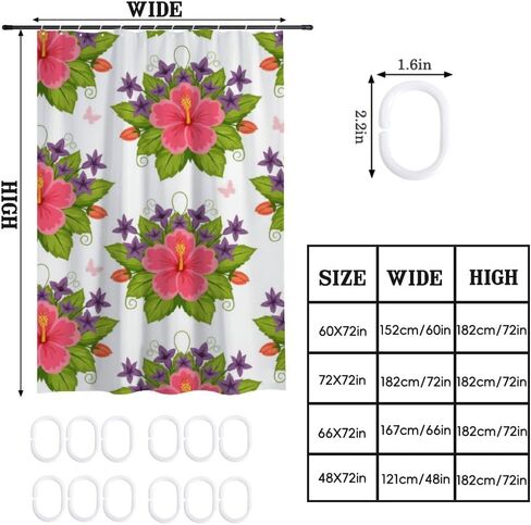 ستارة حمام بطباعة فراشة زهرية مع خطافات، ستارة دش صيفية مقاومة للماء، ستائر بوهو من القماش قابلة للغسل للحمام للتخييم ديكور لطيف 72 × 72 بوصة in Kuwait
