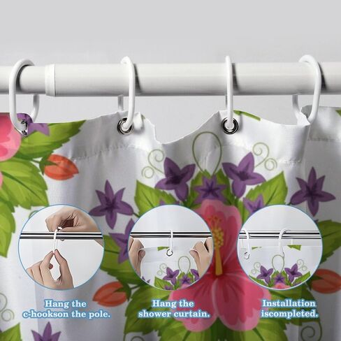 ستارة حمام بطباعة فراشة زهرية مع خطافات، ستارة دش صيفية مقاومة للماء، ستائر بوهو من القماش قابلة للغسل للحمام للتخييم ديكور لطيف 72 × 72 بوصة in Kuwait