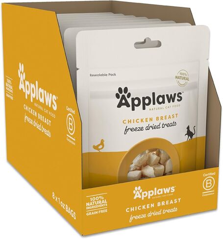 Applaws Natural Cat Treats, 8 Pack, Grain Free Cat Treats, Single Ingredient Treats for Cats, Salmon Freeze Dried, 8 x 1oz in Kuwait
