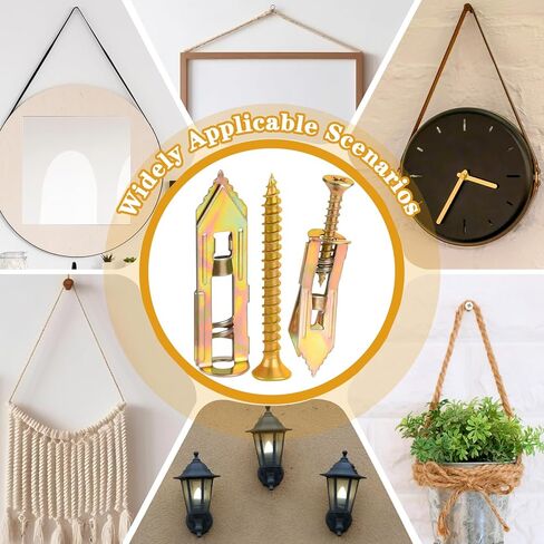 NEBURORA 120 Pcs Self Drilling Drywall Anchors 3 Sizes Metal Expansion Anchors No Drilling Easy to Install Drywall Required Kit Suitable for Hanging Picture Frames Clocks Shelves Mirrors in Saudi Arabia
