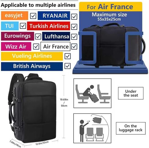 EasySpeed Vacuum Backpack Travel,60L Exapandable Air Compression System,Water Resistant & TSA Anti Theft,Strong Sealing,Available for boarding, Ideal for Travel/Laptop, Black(Vacuum Pump Included) in Saudi Arabia