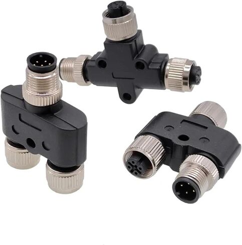 M12 Sensor Connector Three-Way Pipe Conversion Plugs Male Female 4 5 8pin Y Shaped T Type A Code Connectors 1Pcs(5P T (1F-1M 1F)) in Saudi Arabia