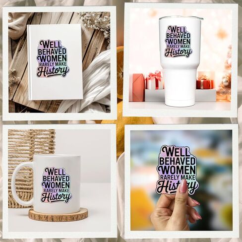 (3Pcs) Well Behaved Women Rarely Make History Vinyl Sticker Feminist Gifts for Women Empowerment Motivational Laptop Tumbler Phone Water Bottle Feminism Quote Strong Female Voice Decal (3x2.5) in Saudi Arabia