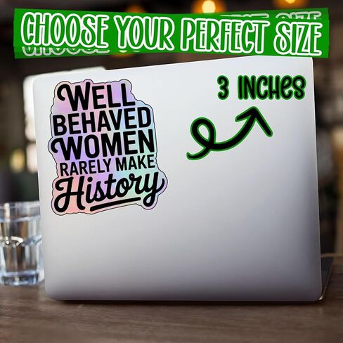 (3Pcs) Well Behaved Women Rarely Make History Vinyl Sticker Feminist Gifts for Women Empowerment Motivational Laptop Tumbler Phone Water Bottle Feminism Quote Strong Female Voice Decal (3x2.5) in Saudi Arabia