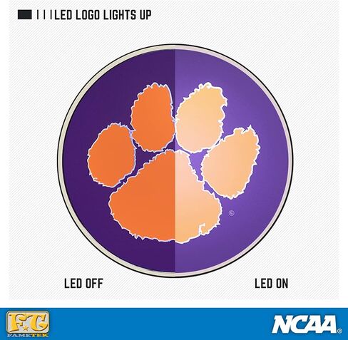 شاحن لاسلكي بجامعة كليمسون مع شعار نمور مضيئة وبنك طاقة مدمج للشحن السلكي واللاسلكي - جامعي مرخص رسميًا - شاحن هاتف لاسلكي محمول بنسبة 100% in Kuwait