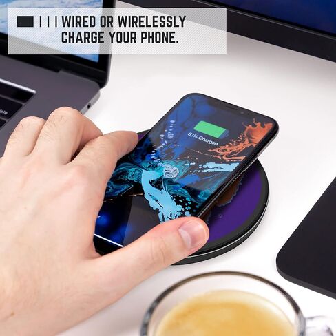 شاحن لاسلكي بجامعة كليمسون مع شعار نمور مضيئة وبنك طاقة مدمج للشحن السلكي واللاسلكي - جامعي مرخص رسميًا - شاحن هاتف لاسلكي محمول بنسبة 100% in Kuwait