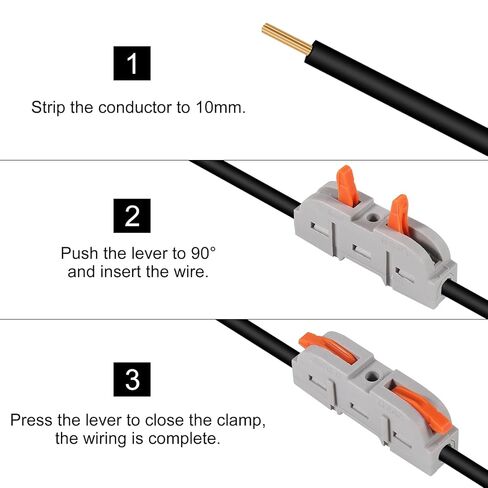 10Pcs Quick Connect Electrical Splicing Wire Connectors Kit Lever Wire Connectors Compact Butt Splice Inline Terminals AWG 28-12 1 in 1 Out Insulated Terminal for Home Terminal Block Connector in Saudi Arabia