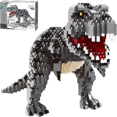 Dinosaur Tyrannosaurus Rex Building Builds Velociraptor Decor Micro Mini Blocks Toy Birthday for 6+ أطفال من البالغين 1457 قطعة in Kuwait