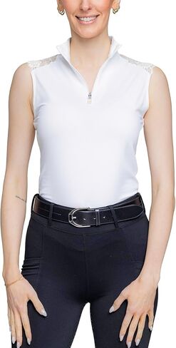 Kastel Denmark Womens Sleeveless Printed UPF 30 Sun Shirt | Moisture Wicking Base Layer Activewear | 1/4 Zip Golf Polo Polo, Outdoor Apparel Navy in Kuwait