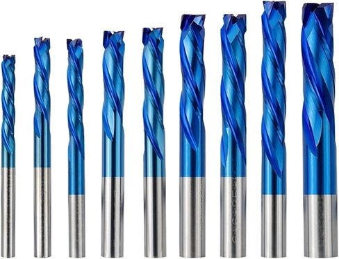 نهاية مطحنة كربيد 3.175/4/5/6/8 مم عرقوب قاطعة المطحنة CNC لقم التوجيه نانو الأزرق المطلي بالألومنيوم لأنواع المعادن (3.175x3.175x12x38) in Kuwait