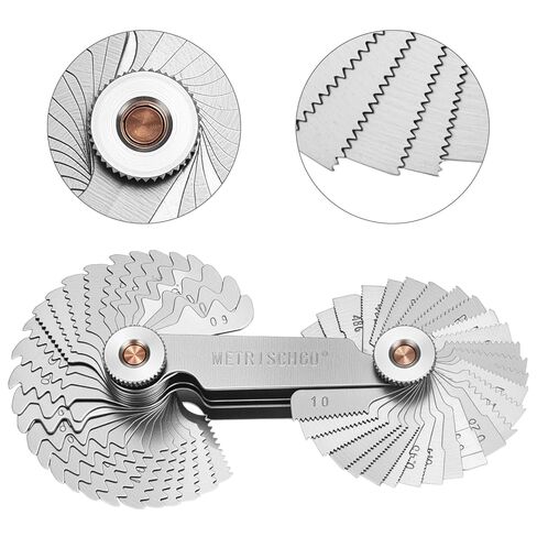 QWORK Screw Thread Pitch Gauge Tool, Metric, Imperial & US Screw Gauge, Pitch Cutting Gauge Caliper Gages Measuring Tool, 55 Degree & Metric 60 Degree Thread Pitch Gauge in Saudi Arabia