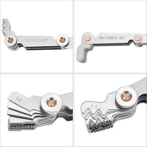 QWORK Screw Thread Pitch Gauge Tool, Metric, Imperial & US Screw Gauge, Pitch Cutting Gauge Caliper Gages Measuring Tool, 55 Degree & Metric 60 Degree Thread Pitch Gauge in Saudi Arabia
