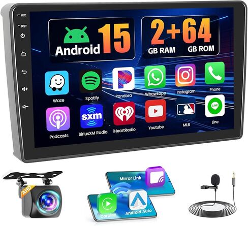 4+64GB Android 15 Car Radio for Ford Escape 2000-2006/Mazda Tribute 2000-2007/Mercury Mariner 2005-2007 with Carplay Android Auto ، 9 "شاشة تعمل باللمس-GPS WiFi Bluetooth 5.0 FM RDS 32EQ in Kuwait