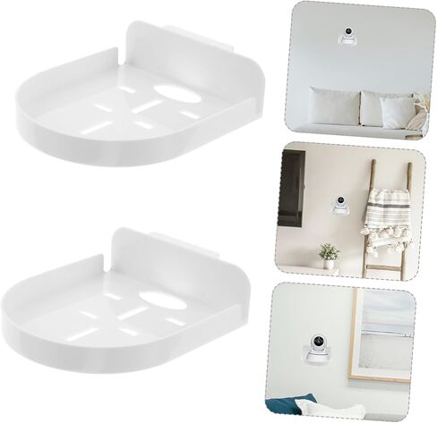 POPETPOP 2pcs Adhesive Wall Mount Shelf for Security Cameras and Monitors No Drill Installation Space-Saving Design for Use in Saudi Arabia