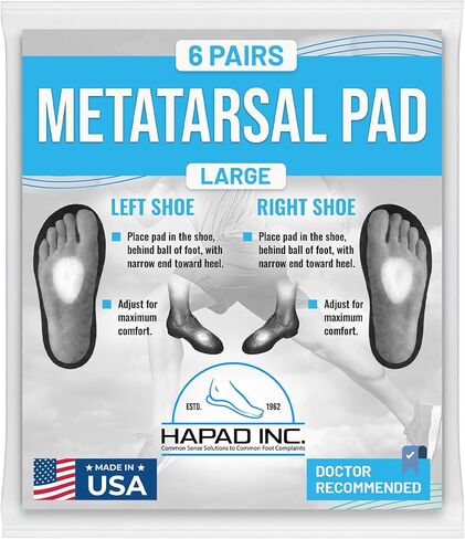 وسائد مشط القدم للنساء والرجال من HAPAD، مقاس كبير (زوج) - داعمة ومسامية ومريحة وخفيفة الوزن للأحذية والكعب - وسائد لألم مشط القدم والمورتون والورم العصبي in Kuwait