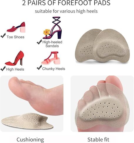 3 Pair Forefoot Pads for Women High Heels Anti Slip Shoe Inserts Self Adhesive Cushion Pads for Foot Comfort in Travel Sports Outdoor Beige in Saudi Arabia
