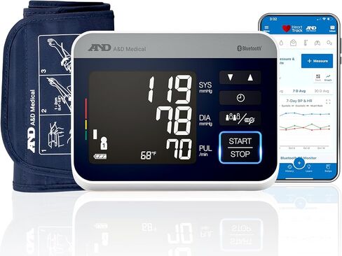 A&D Medical Precision Check Pro Blood Pressure Monitor for Home Use with Bluetooth UA-910BLE - Wide Range Cuff (8.6-16.5" / 22-42cm), 4 Users, iOS & Android Compatible, AC Adapter & Carrying Case in Saudi Arabia