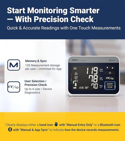 A&D Medical Precision Check Pro Blood Pressure Monitor for Home Use with Bluetooth UA-910BLE - Wide Range Cuff (8.6-16.5" / 22-42cm), 4 Users, iOS & Android Compatible, AC Adapter & Carrying Case in Saudi Arabia
