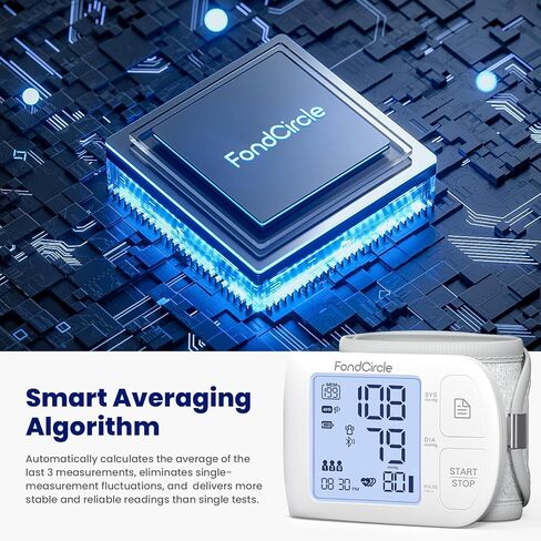 جهاز مراقبة ضغط الدم من المعصم، سوار ضغط الدم التلقائي بتقنية البلوتوث للاستخدام المنزلي، جهاز رقمي يتحدث مع مزامنة التطبيقات الذكية، وضع 3 مستخدم 398 ذاكرة، (5.3 بوصة - 8.5 بوصة في الكفة) in Kuwait