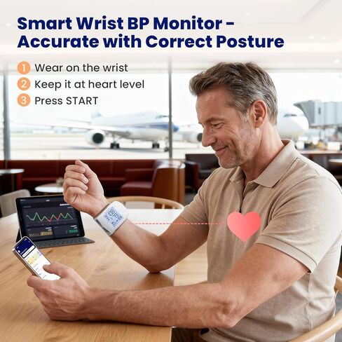جهاز مراقبة ضغط الدم من المعصم، سوار ضغط الدم التلقائي بتقنية البلوتوث للاستخدام المنزلي، جهاز رقمي يتحدث مع مزامنة التطبيقات الذكية، وضع 3 مستخدم 398 ذاكرة، (5.3 بوصة - 8.5 بوصة في الكفة) in Kuwait
