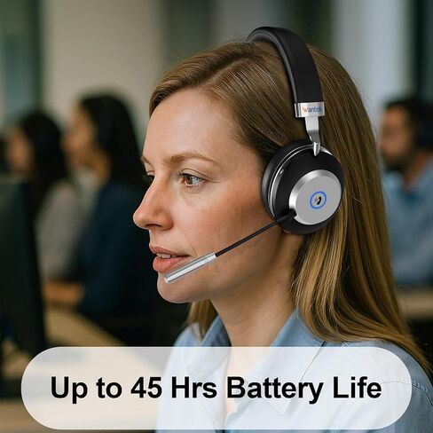 Wantek Mono Wireless Bluetooth Headset with Microphone, USB Dongle, On-Ear Computer Headphones Compatible with Windows, MacOS, iOS, iPadOS, Android in Saudi Arabia