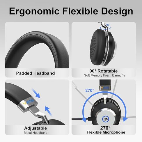 Wantek Mono Wireless Bluetooth Headset with Microphone, USB Dongle, On-Ear Computer Headphones Compatible with Windows, MacOS, iOS, iPadOS, Android in Saudi Arabia