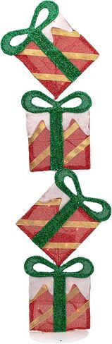 صندوق هدايا Northlight مسطح مخطط باللون الأحمر مقاس 43 بوصة، مضاء للديكور الخارجي in Saudi Arabia