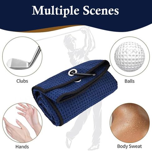 2 Pack Golf Towels(16" X 24") with Carabiner Clip, Portable Microfiber Fabric Waffle Pattern Golf Towel for Golf Bag, Golf Gifts for Men/Women in Saudi Arabia