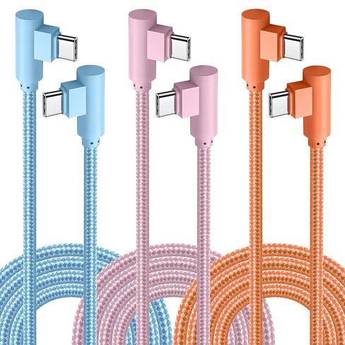 APFEN USB C Cable 10FT, 3Pack Power Delivery 60W Nylon Braided C to C Cable 90 Degree Type C Fast Charging Cord for iPhone 17/ 17Air/17 Pro Max/16/16 Plus/16 Pro Max/15/15 Plus/Pro Max in Kuwait