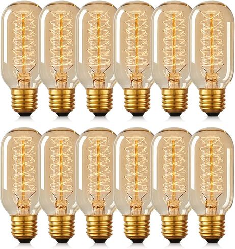 مصابيح DORESshop Edison، مصابيح إضاءة Edison عتيقة 40 وات، T45، 110-130 فولت، E26/E27 قاعدة مصابيح كهربائية ذات خيوط عتيقة مزخرفة وقابلة للتعتيم، زجاج كهرماني، أبيض دافئ، 4 عبوات in Kuwait