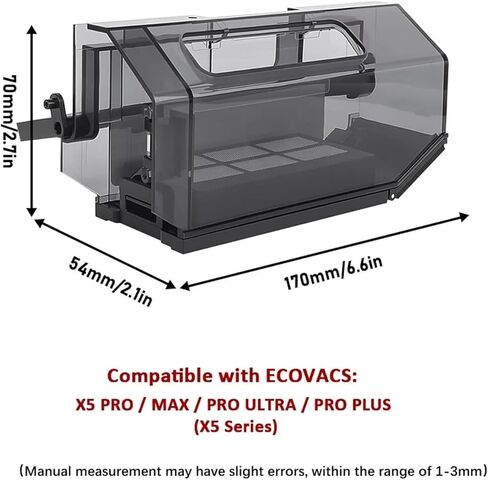 قطعة غيار المكنسة الكهربائية صندوق الغبار. متوافق مع Ecovacs X5 / X5 Pro / X5 Omni / X5 Pro Omni / X5 Pro Plus / X5 Pro Ultra in Kuwait