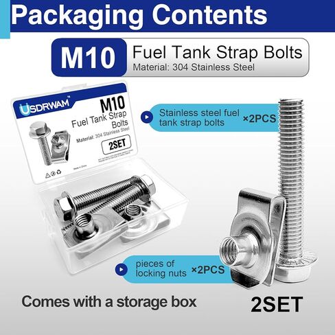 Fuel Tank Strap Bolts, 304 Stainless Steel Fuel Gas Tank Straps Bolts & Locking Nuts Hardware Kit Compatible with Chevy Silverado Replace 55157,Gm 11516770 11519894 15743078 (2 Set) in Kuwait