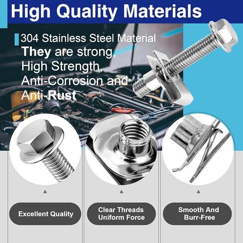 Fuel Tank Strap Bolts, 304 Stainless Steel Fuel Gas Tank Straps Bolts & Locking Nuts Hardware Kit Compatible with Chevy Silverado Replace 55157,Gm 11516770 11519894 15743078 (2 Set) in Kuwait