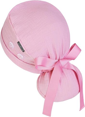 Ponytail Scrub Cap for Women – Solid Mauve Pink Surgical Cap with Buttons, Cotton Ponytail Scrub Caps, Adjustable Surgical Hat for Women to Secure Long Hair in Saudi Arabia