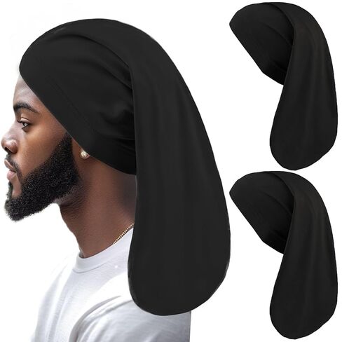 4 Pcs Dreadlock Stocking Caps for Men Spandex Dreadlock Cap Overnight Sleep Cap Elasticity Soft Lightweight Sleeping Head Wrap Headwear for Men and Women (Black, White, Gray, Red) in Kuwait