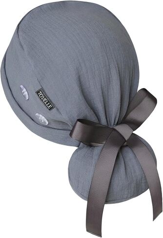 Ponytail Scrub Cap for Women – Solid Dusty Blue Surgical Cap with Buttons, Cotton Ponytail Scrub Caps, Adjustable Surgical Hat for Women to Secure Long Hair in Saudi Arabia