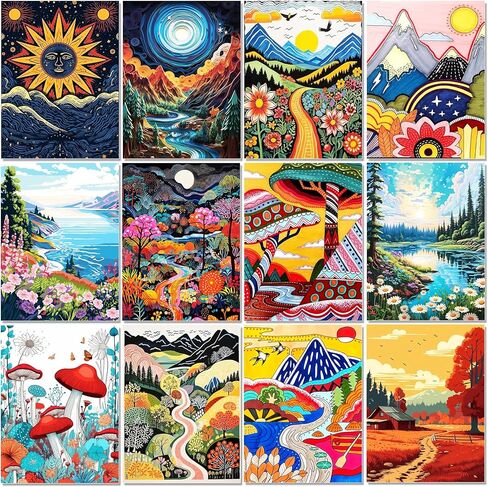 BWFY 12 Pack Butterfly Diamond Art Kits for Adults, Flowers 5D Diamond Painting Kit for Beginners, DIY Full Drill Diamonds Paintings Gem Art by Number Gift Home Wall Decor (12x16 Inch) in Saudi Arabia