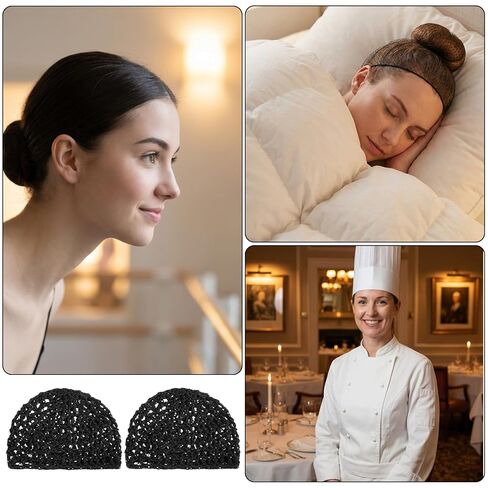 4 PCS Hair Nets for Sleeping Crochet Hair Net for Silk Press Mesh Hair-Wrap Hair-Bun Cover with 20 PCS Elasticity Invisible Elastic Mesh for Women Silk Press Curly Hairs Sleeping (Black) in Saudi Arabia